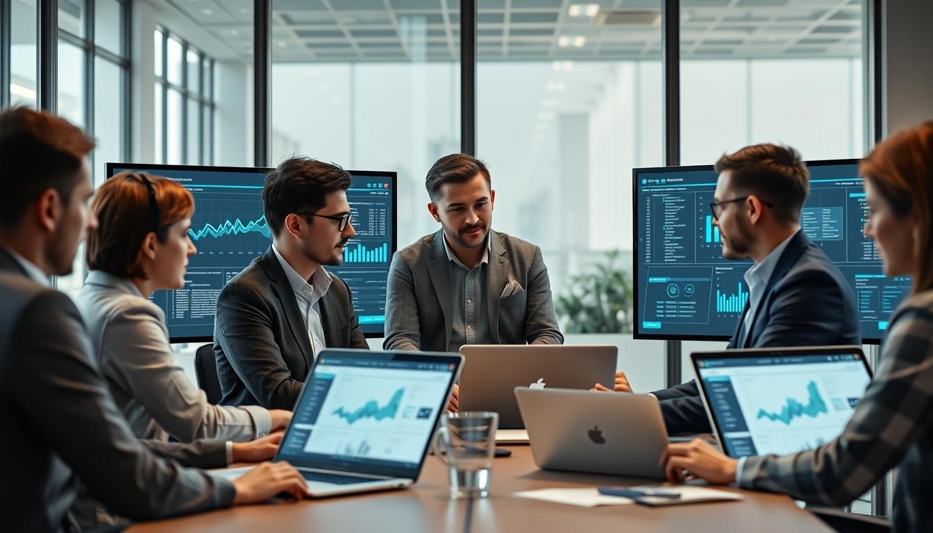 AI software company team and business technology strategy